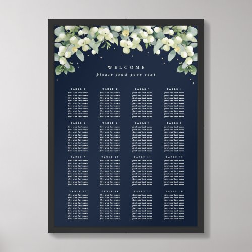 Navy 20x28 16 Tables of 10 Seating Chart Poster