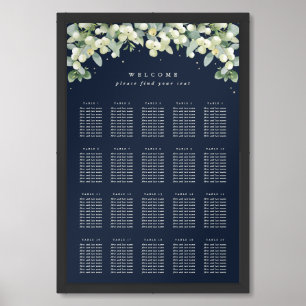 Navy 24x36" 20 Tables of 10 Seating Chart Poster