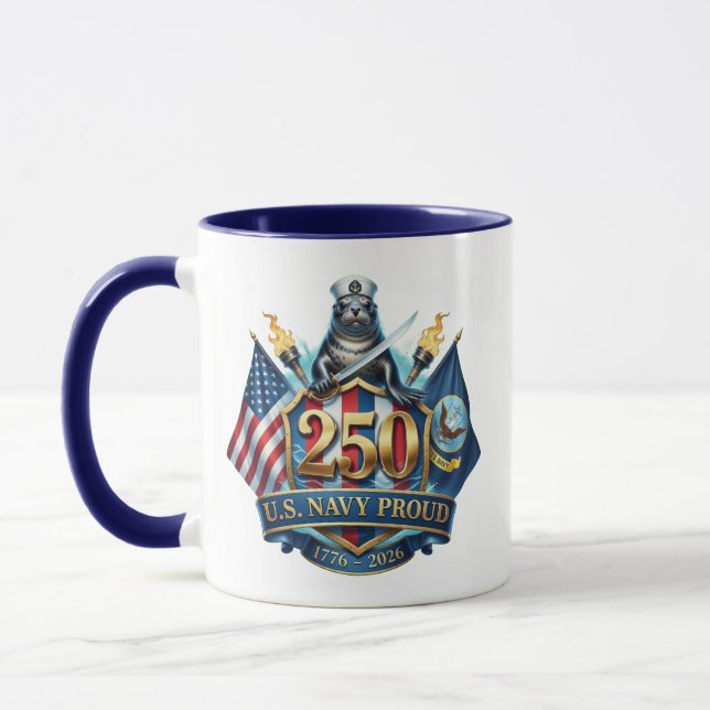 Navy 250th Anniversary Coffee Mug (Left)