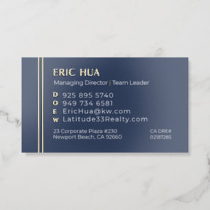 Navy 2 stripe Foil ERIC Spot Gloss Business Cards