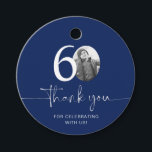 Navy 60th Birthday Thank You Favor Tags<br><div class="desc">Add a personal touch to your party favors with this customizable 60th birthday favor tag! Designed to make your milestone celebration extra special, this tag allows you to add your own photo and personalize the text for a unique keepsake. Perfect for attaching to party favors, gift bags, or thank-you gifts,...</div>