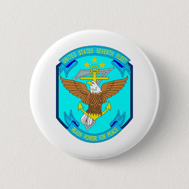 Navy 7th Fleet Emblem Pinback Button (Front)
