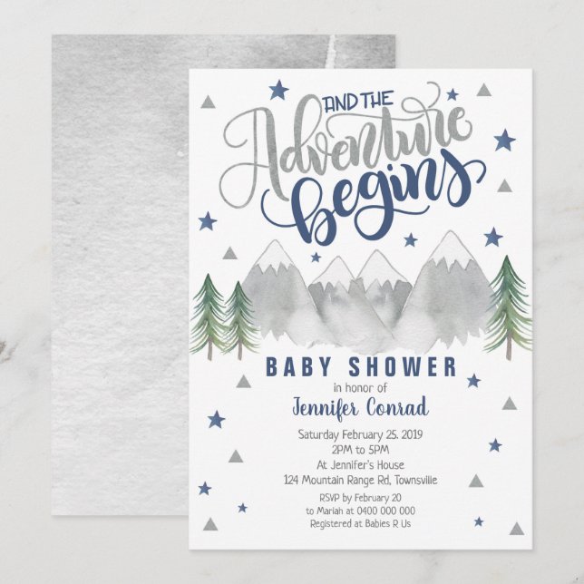 Navy Adventure Baby Shower Invitation Boy Baby (Front/Back)
