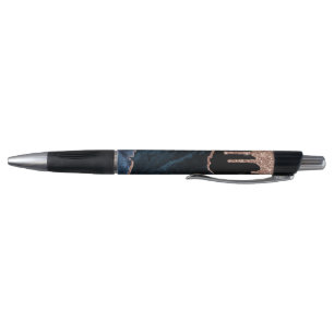 Navy Agate Rose Gold Glitter Drip Pen