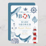 Navy Ahoy It’s a boy Sailor Whale Sea Baby Shower  Invitation