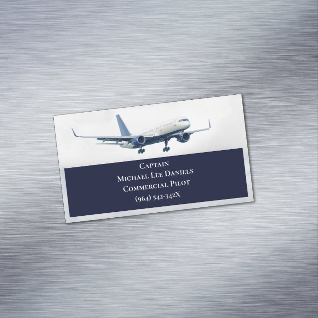 Navy Aircraft Airplane Captain Pilot Plane in Sky Business Card Magnet (In Situ)