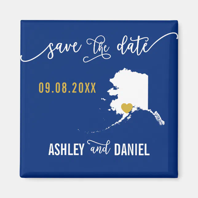 Navy Alaska Wedding Save the Date Map Zazzle