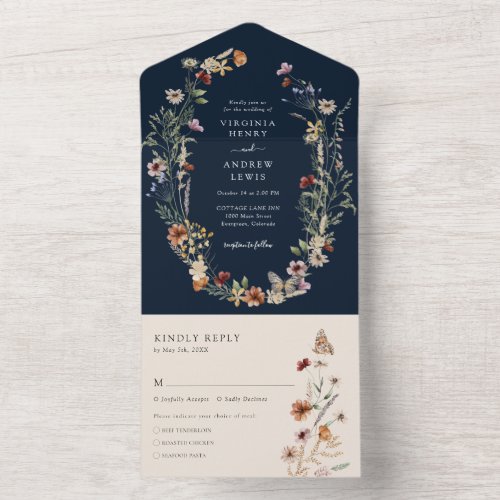 Navy All in One Wedding Invite
