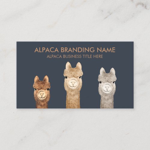 Navy Alpaca Llama Animal Business Card