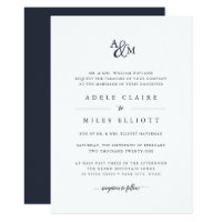 Navy | Ampersand Monogram Wedding Invitation