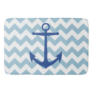 Navy Anchor and Chevron Custom Bath Mat