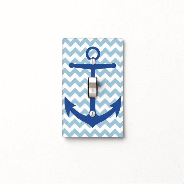 Navy Anchor and Chevron Custom Lightswitch Cover (In Situ)