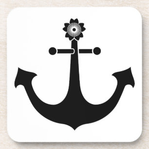 Navy anchor beverage coaster