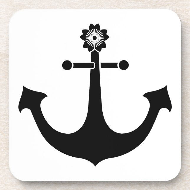 Navy anchor beverage coaster (Front)