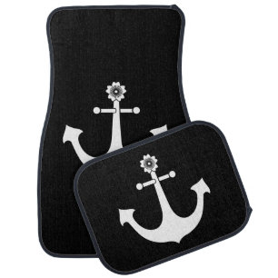 Navy anchor car floor mat