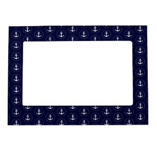 Navy anchor circle pattern magnetic photo frame