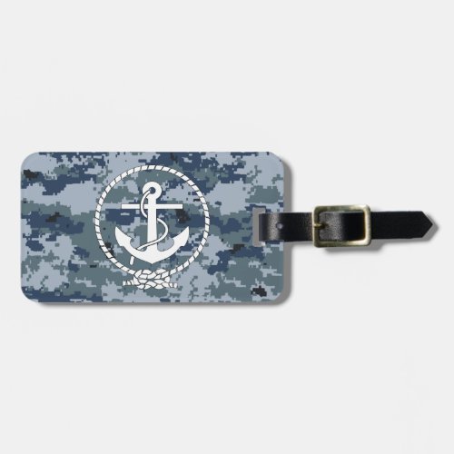 Navy Anchor Luggage Tag