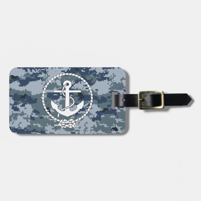 Navy Anchor Luggage Tag (Front Horizontal)