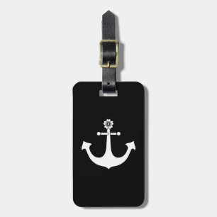 Navy anchor luggage tag