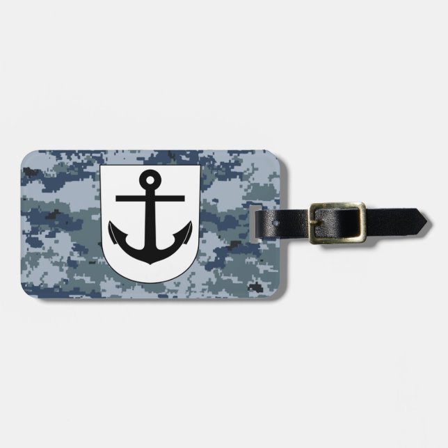Navy Anchor Luggage Tag (Front Horizontal)