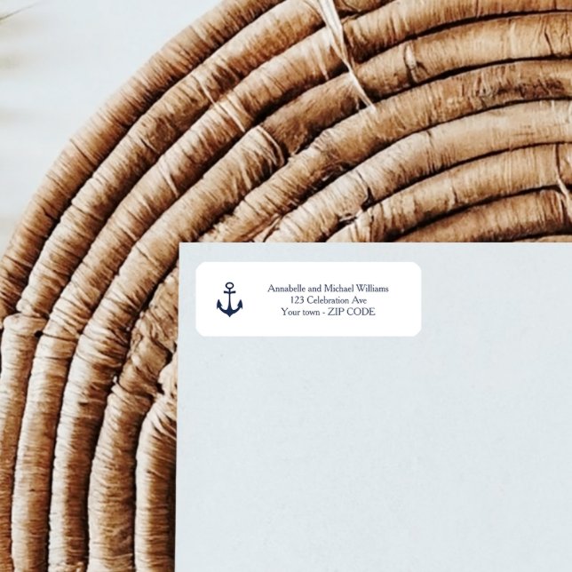 Navy Anchor Nautical Yacht Coastal WEDDING address Label (Creator Uploaded)