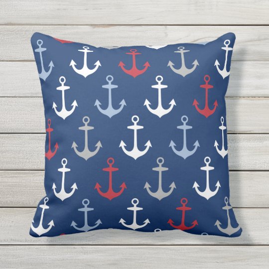 Navy Anchor Pattern | Nautical Red White and Blue Outdoor ...