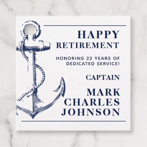 Navy Anchor Retirement Nautical Favor Tags