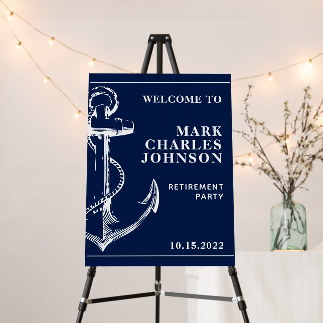 Navy Anchor Retirement Welcome Foam Board (In Situ (Stand))