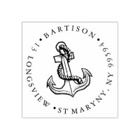 navy ANCHOR ROUND RETURN ADDRESS boat sailor