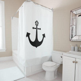 Navy anchor shower curtain