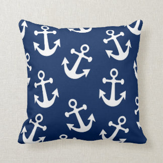 Navy Anchor Throw Pillow
