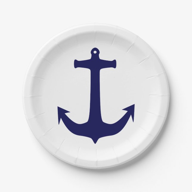 Navy Anchor White/Blue 7 inch plate (Front)