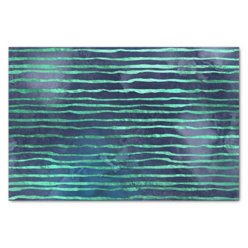Navy and Aqua Blue Striped Pattern Tissue Paper