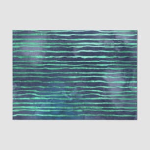 Navy and Aqua Blue Striped Pattern Tissue Paper