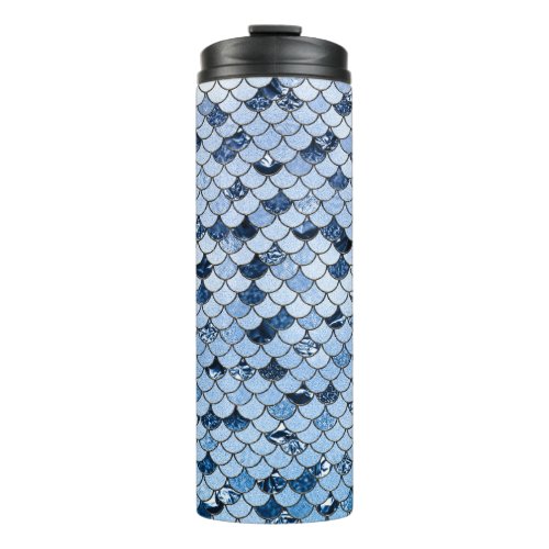 Navy and Aqua Mermaid Scales Thermal Tumbler