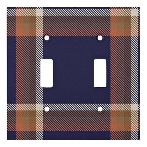 Navy and Auburn Orange Plaid Light Switch Cover