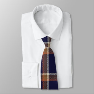 Navy and Auburn Orange Plaid Tie