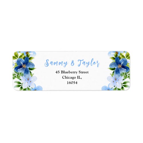 Navy and Baby Blue Floral and Foliage Label