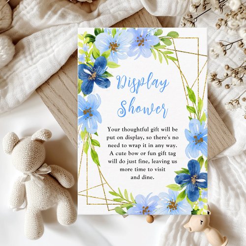 Navy and Baby Blue Floral Baby Display Shower Enclosure Card