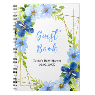 Navy and Baby Blue Floral Baby Shower Guest Book