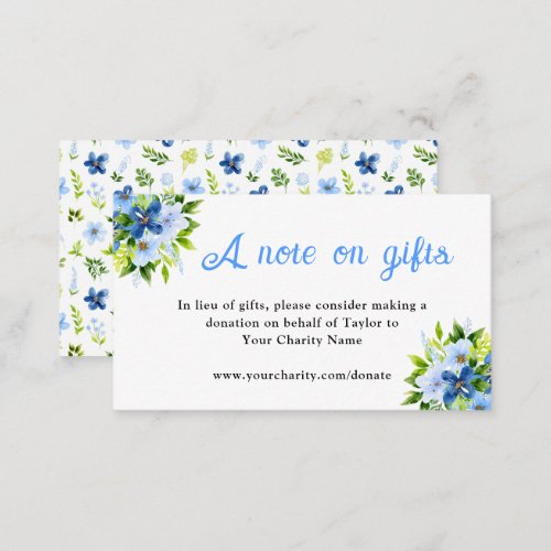 Navy and Baby Blue Floral Birthday Note On Gifts Enclosure Card