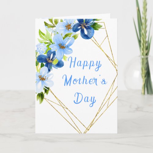 Navy and Baby Blue Floral Happy Mothers Day Card