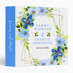 Navy and Baby Blue Floral Wedding Photo Album 3 Ring Binder