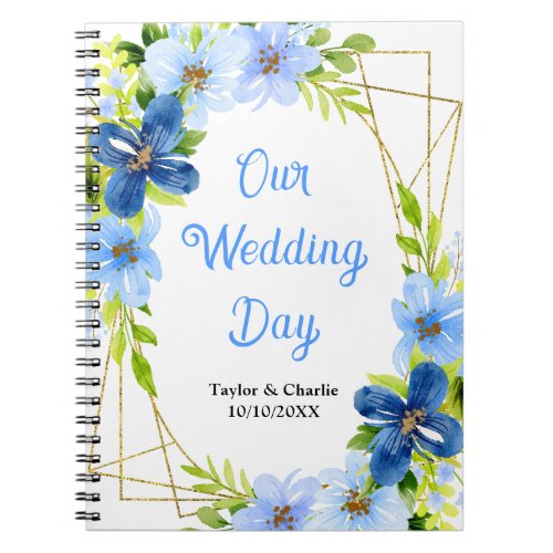 Navy and Baby Blue Floral Wedding Planner Notebook