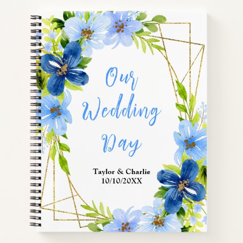 Navy and Baby Blue Floral Wedding Planner Notebook