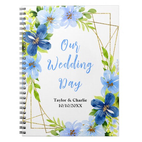 Navy and Baby Blue Floral Wedding Planner Notebook