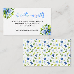 Navy and Baby Blue Flowers Birthday A Note On Gift Enclosure Card