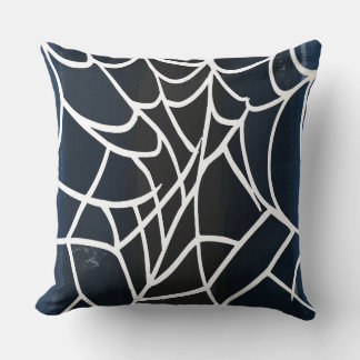 Navy and Black Spider Web Pillow