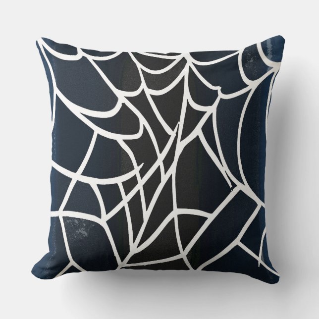 Navy and Black Spider Web Pillow (Front)