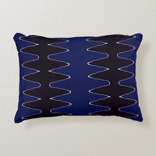 Navy and Black Zigzag Accent Pillow